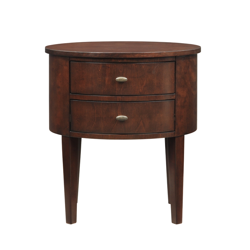 iNSPIRE Q 2-Drawer Oval Traditional Poplar Wood Accent Table in Espresso