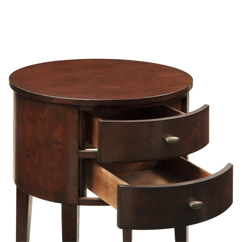 iNSPIRE Q 2-Drawer Oval Traditional Poplar Wood Accent Table in Espresso