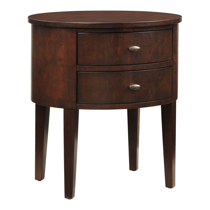 iNSPIRE Q 2-Drawer Oval Traditional Poplar Wood Accent Table in Espresso