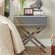 iNSPIRE Q Beveled Mirror & Metal Accent Campaign Table in Black Nickel