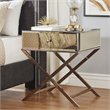 iNSPIRE Q Beveled Mirror & Metal Accent Campaign Table in Champagne Gold