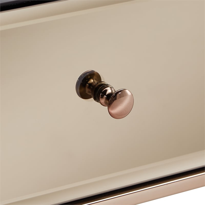 iNSPIRE Q Beveled Mirror & Metal Accent Campaign Table in Champagne Gold