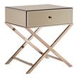 iNSPIRE Q Beveled Mirror & Metal Accent Campaign Table in Champagne Gold