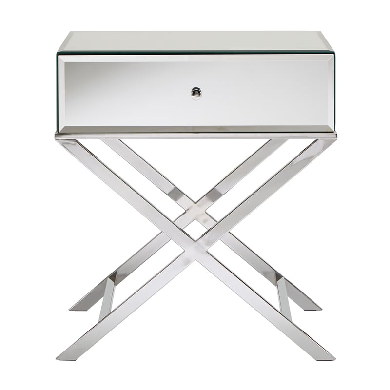 iNSPIRE Q X-Base Mirrored & Metal Accent Campaign Table in Chrome