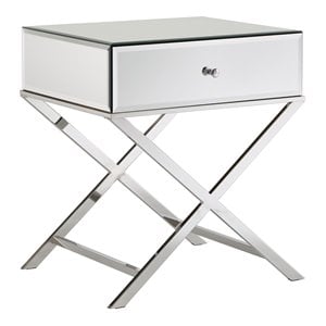 iNSPIRE Q X-Base Mirrored & Metal Accent Campaign Table in Chrome