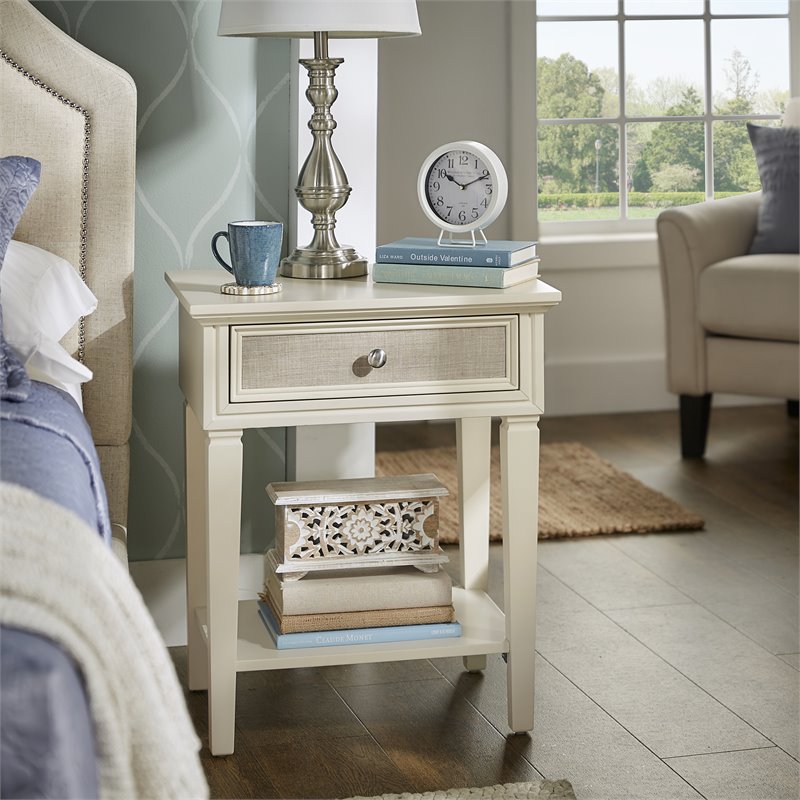 iNSPIRE Q 1-Drawer Traditional Wood Nightstand with Bottom Shelf in Beige