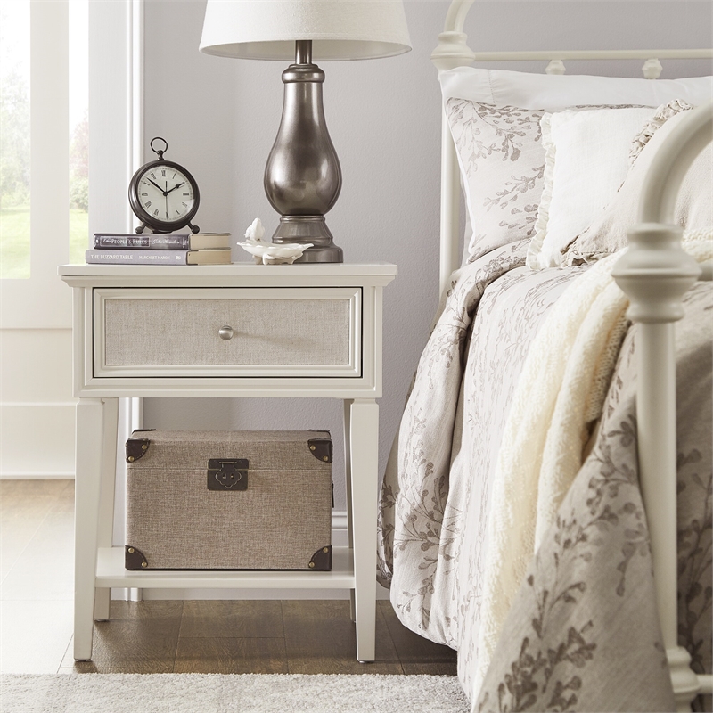 iNSPIRE Q 1-Drawer Traditional Wood Nightstand with Bottom Shelf in Beige