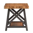 iNSPIRE Q X-Cross Base Metal & Wood End Table in Oak Brown/Black