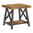 iNSPIRE Q X-Cross Base Metal & Wood End Table in Oak Brown/Black
