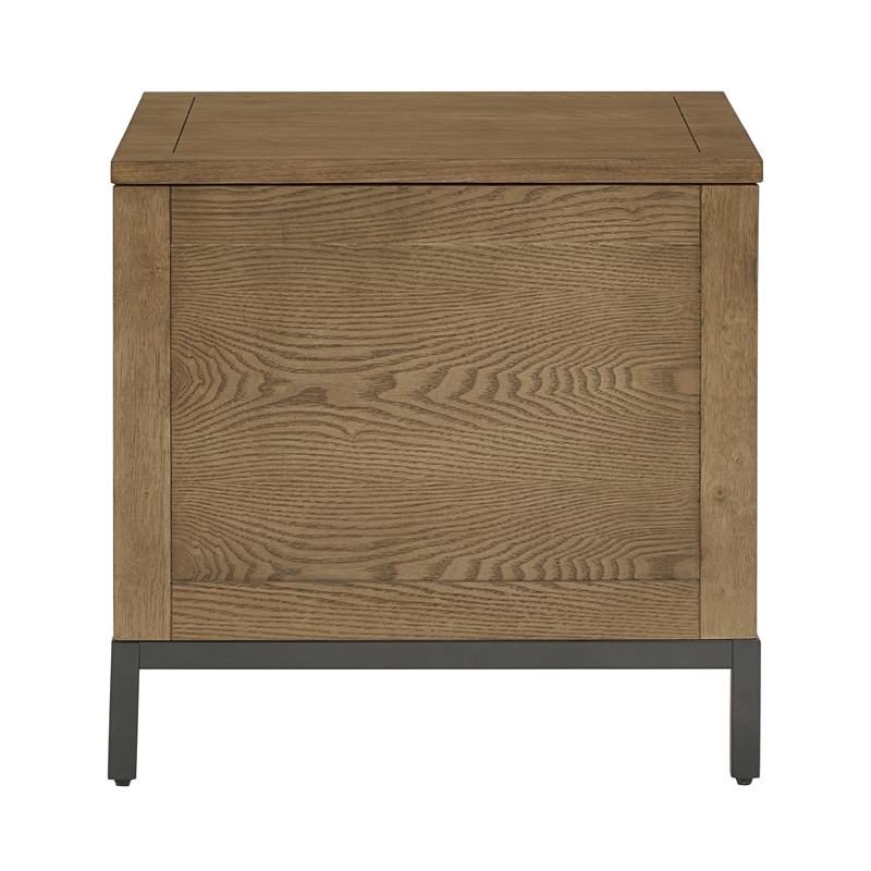 iNSPIRE Q Modern Wood Trunk End Table with Removable Tray in Oak Brown/Black