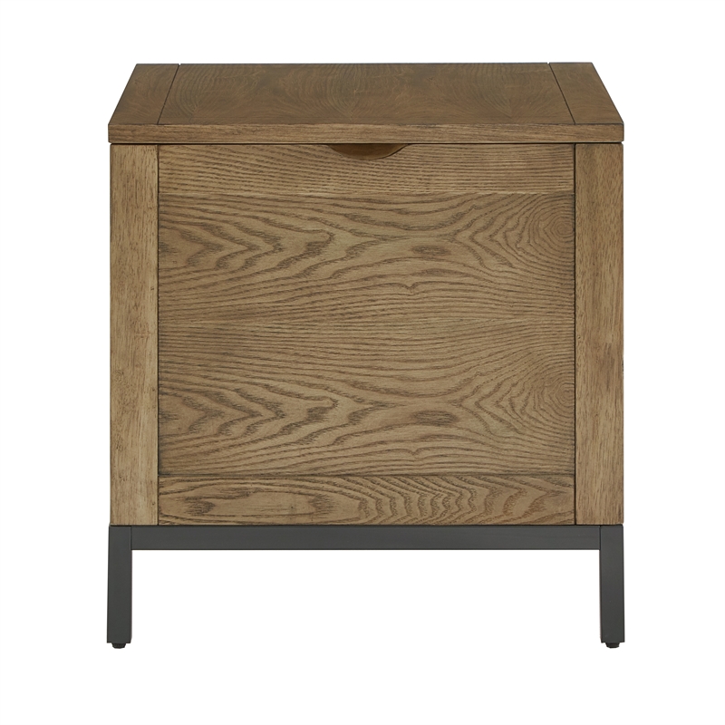 iNSPIRE Q Modern Wood Trunk End Table with Removable Tray in Oak Brown/Black