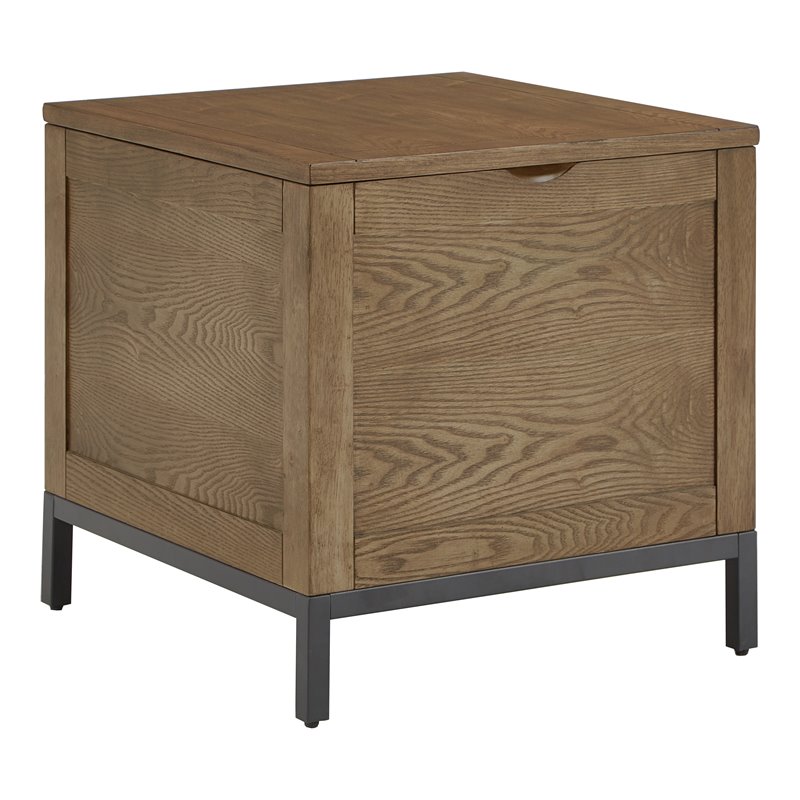 iNSPIRE Q Modern Wood Trunk End Table with Removable Tray in Oak Brown/Black