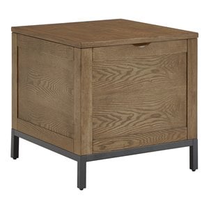 iNSPIRE Q Modern Wood Trunk End Table with Removable Tray in Oak Brown/Black