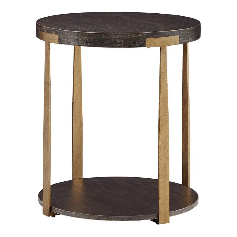 iNSPIRE Q End Table Coffee Accent Table Round in Metal - Espresso