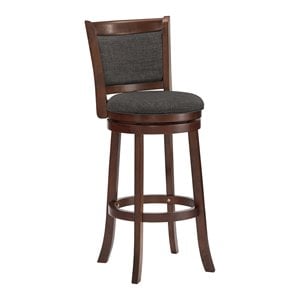 iNSPIRE Q 29.9&quot Panel Back & Swivel Wood Bar Stool in Gray/Brown