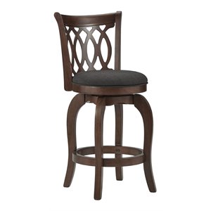 iNSPIRE Q 24.9&quot Scroll Back & Swivel Wood Counter Height Stool in Gray