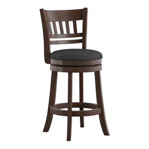 iNSPIRE Q 24.9&quot Lattice Back & Swivel Wood Counter Height Stool in Dark Gray