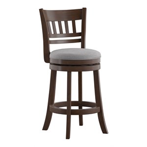 iNSPIRE Q 24.9&quot Lattice Back & Swivel Wood Counter Height Stool in Gray