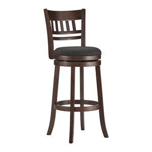 iNSPIRE Q 29.9&quot Lattice Back & Swivel Wood Bar Stool in Dark Gray/Brown