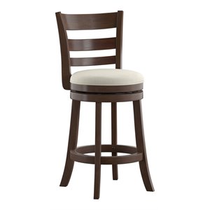 iNSPIRE Q 24.9&quot Ladder Back & Swivel Wood Counter Height Stool in Beige/Brown