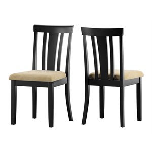 iNSPIRE Q 16.53&quot Wood & Microfiber Dining Chair in Beige/Black (Set of 2)