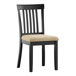 iNSPIRE Q 16.53&quot Wood & Microfiber Dining Chair in Black/Beige (Set of 2)