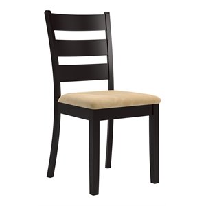 iNSPIRE Q 16.53&quot Ladder Back Wood Dining Chair in Black/Beige (Set of 2)