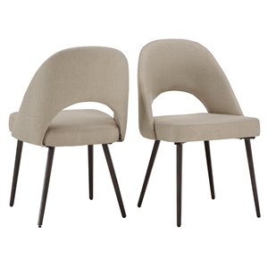 iNSPIRE Q 19&quot Upholstered Fabric & Metal Dining Chair in Beige (Set of 2)