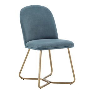 iNSPIRE Q 18.75&quot Upholstered Fabric & Metal Dining Chair in Blue (Set of 2)