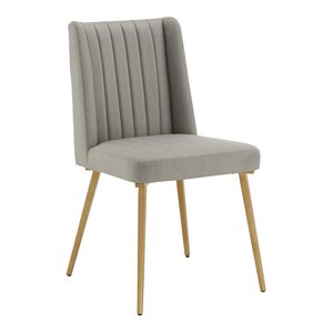 iNSPIRE Q 19.55&quot Modern Fabric Dining Chair in Light Gray/Brass (Set of 2)