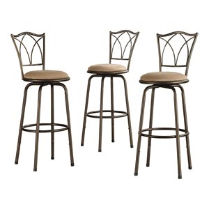 iNSPIRE Q 26.5&quot Double Cross Metal Adjustable Bar Stool in Bronze (Set of 3)