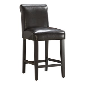 iNSPIRE Q 23.25&quot High Back Faux Leather & Wood Stool in Black (Set of 2)