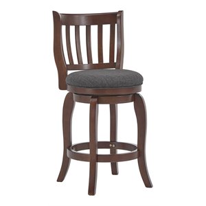 iNSPIRE Q 24.72&quot High Back Rubberwood Counter Stool in Dark Gray/Brown