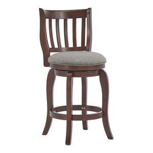 iNSPIRE Q 24.72&quot High Back Rubberwood Counter Stool in Brown/Gray
