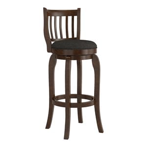 iNSPIRE Q 29.76&quot High Back & 360 Swivel Rubberwood Bar Stool in Brown/Dark Gray