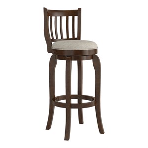 iNSPIRE Q 29.76&quot High Back & 360 Swivel Rubberwood Bar Stool in Gray/Brown