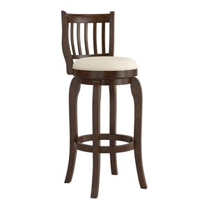 iNSPIRE Q 29.76&quot High Back & 360 Swivel Rubberwood Bar Stool in Beige/Brown