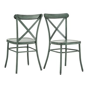 iNSPIRE Q 18.51&quot Traditional Metal Dining Chair in Antique Sage Green (Set of 2)