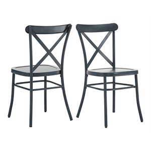 iNSPIRE Q 18.51&quot Traditional Metal Dining Chair in Antique Blue (Set of 2)