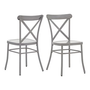 iNSPIRE Q 18.51&quot Traditional Metal Dining Chair in Antique Gray (Set of 2)