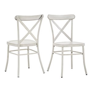 iNSPIRE Q 18.51&quot Traditional Metal Dining Chair in Antique White (Set of 2)