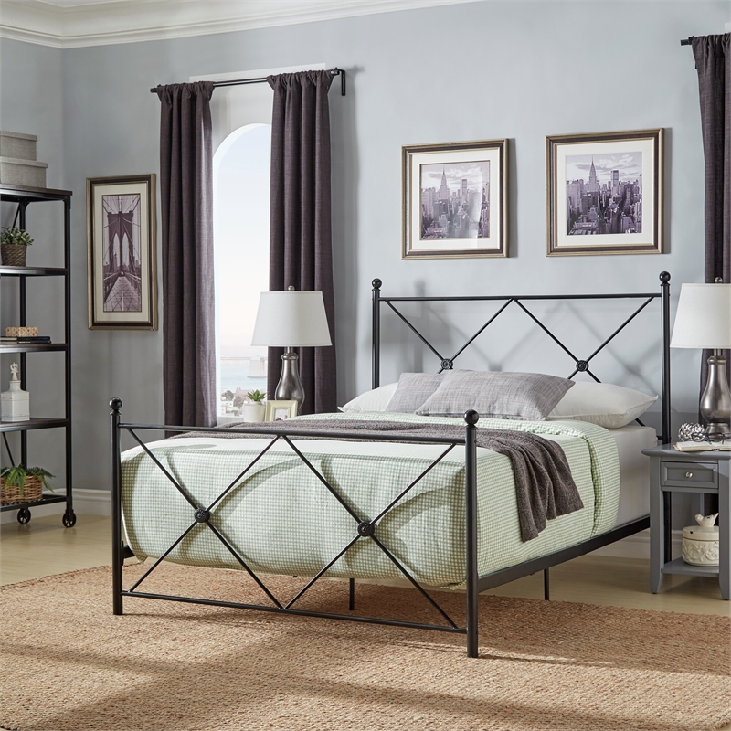 iNSPIRE Q Double X Black Metal Bed - Queen
