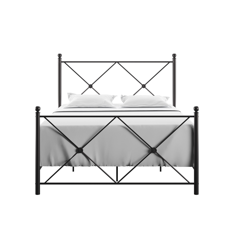 iNSPIRE Q Double X Black Metal Bed - Queen