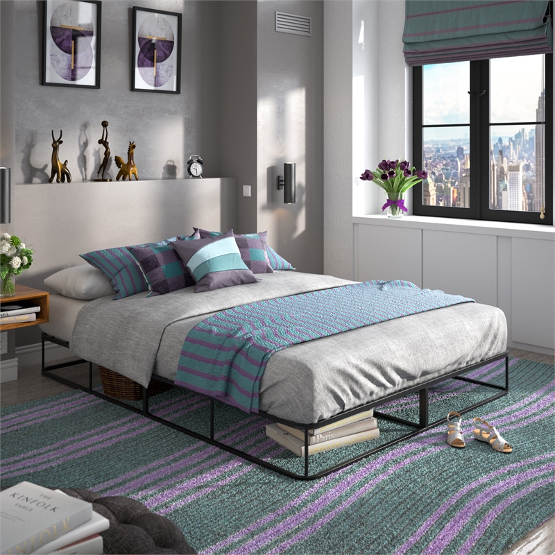 iNSPIRE Q Black Metal Platform Bed Frame - Queen