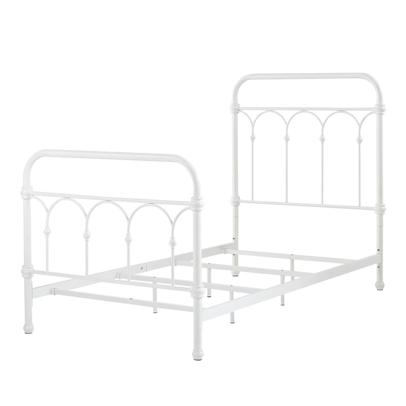 iNSPIRE Q Twin Size Casted Knot Metal Bed in Antique White