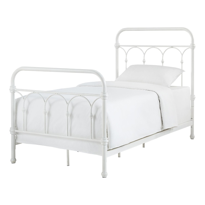 iNSPIRE Q Twin Size Casted Knot Metal Bed in Antique White