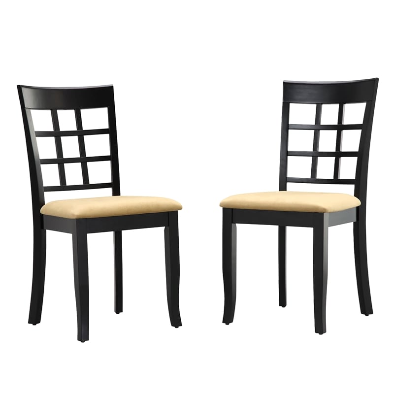 Black Wood Beige Microfiber Dining Chairs (Set of 2) by iNSPIRE Q Classic