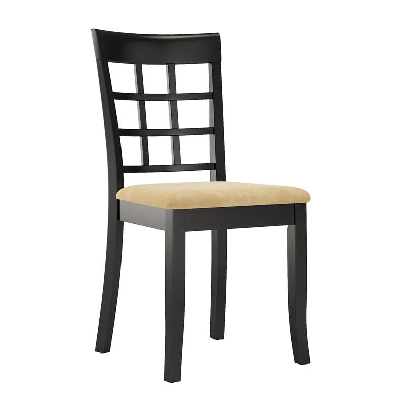 Black Wood Beige Microfiber Dining Chairs (Set of 2) by iNSPIRE Q Classic
