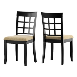 Black Wood Beige Microfiber Dining Chairs (Set of 2) by iNSPIRE Q Classic
