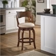 Swivel 24-inch Brown Counter Height Barstool - Beige Linen by iNSPIRE Q